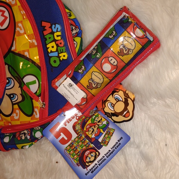 🙀💙❤️💛SUPER MARIO💛❤️💙 BACKPACK 5 Piece Set need for School - Picture 14 of 16